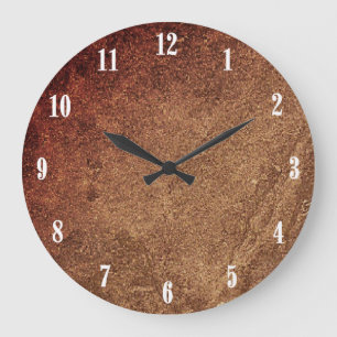 Reloj Redondo Grande Diseño marrón de arenisca números blancos 