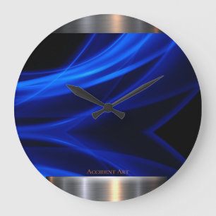 Reloj Redondo Grande Diseño metalizado Abstracto-y azul