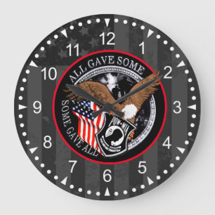 Reloj Redondo Grande Diseño militar de águila con bandera estadounidens