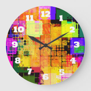 Reloj Redondo Grande Diseño multicolor geométrico enrrollado