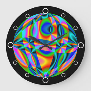 Reloj Redondo Grande Diseño multicolores abstracto y vibrante
