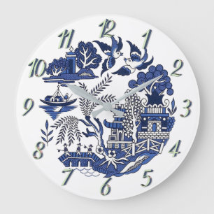 Reloj Redondo Grande Diseño panorámico azul clásico