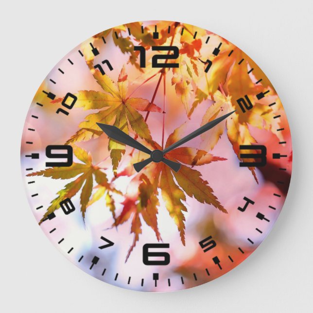 Reloj Redondo Grande Diseño panorámico de hojas de arce-21355 (Anverso)
