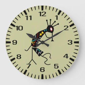 Reloj Redondo Grande Diseño personalizado Azteca Southwest Kokopelli