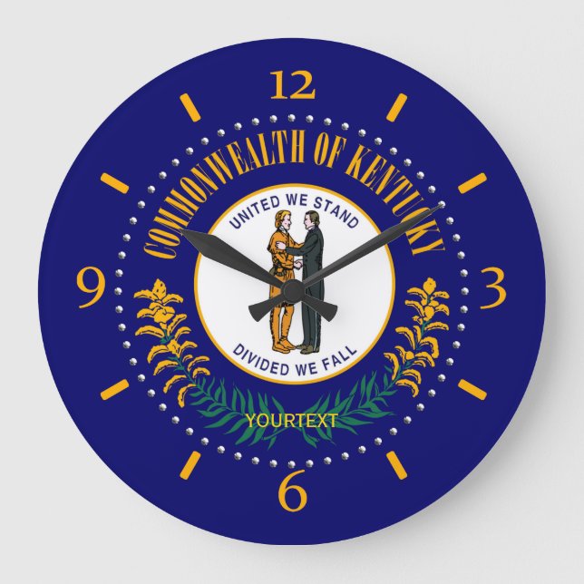 Reloj Redondo Grande Diseño personalizado de la bandera estatal de Kent (Anverso)