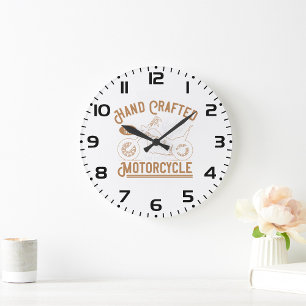 Reloj Redondo Grande Diseño personalizado de motocicleta artesanal vint