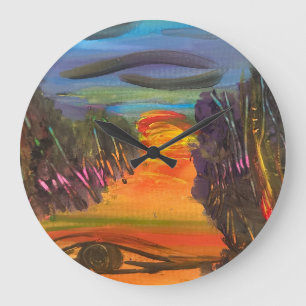 Reloj Redondo Grande Diseño pintado a mano Horizonte con alma 