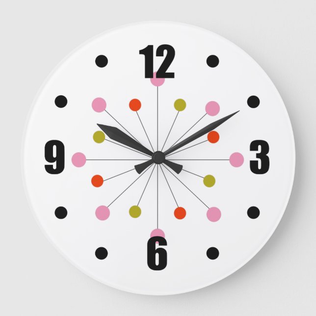 Reloj Redondo Grande Diseño retro de arranque atómico (Anverso)