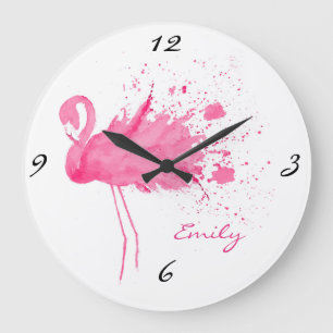 Reloj Redondo Grande Diseño rosado del flamenco
