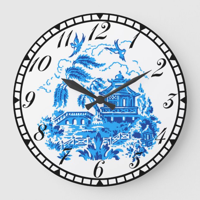 Reloj Redondo Grande Diseño salvaje azul y blanco de China (Anverso)