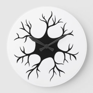 Reloj Redondo Grande Diseño simple de neuronas negras