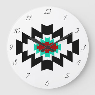 Reloj Redondo Grande Diseño tribal del suroeste azteca nativa norteamer