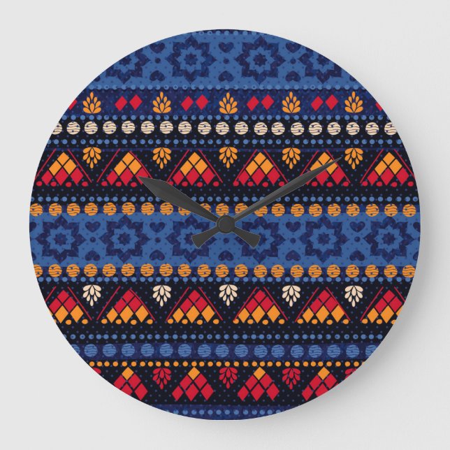 Reloj Redondo Grande Diseño tribal: Modelo multifuncional sin foco. (Anverso)