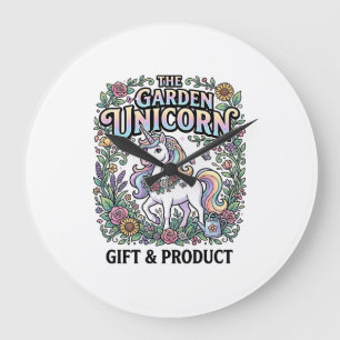 Reloj Redondo Grande Diseño Vector Comercial Unicornio De Jardín Unicor