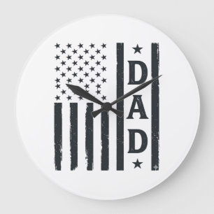 Reloj Redondo Grande Diseño vectorial de bandera americana de papá vint