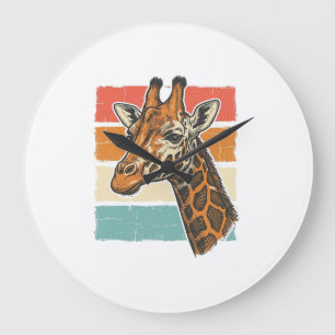 Reloj Redondo Grande Diseño vectorial de cabeza de jirafa vintage puest