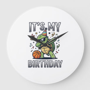 Reloj Redondo Grande Diseño vectorial de fiesta de baloncesto de tortug