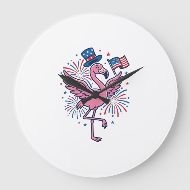Reloj Redondo Grande Diseño vectorial de fuegos artificiales de flamenc (Anverso)