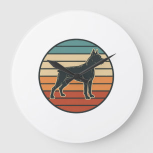 Reloj Redondo Grande Diseño vectorial de grabado de perro boxer vintage