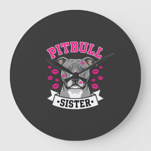 Reloj Redondo Grande Diseño Vectorial de Hermana Amante de Pitbull