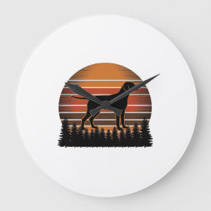 Reloj Redondo Grande Diseño vectorial de perro de caza vintage atardece