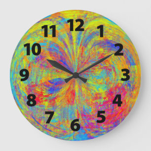 Reloj Redondo Grande Diseño vibrante del arte abstracto de los colores