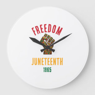 Reloj Redondo Grande Diseño Vintage Juneteenth Libertad 1865 Panafrican