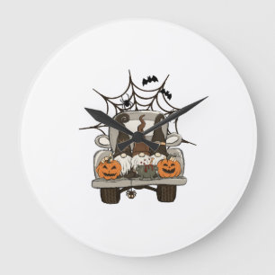 Reloj Redondo Grande Diseños Divertidos de Halloween Gnomos de Hallowee