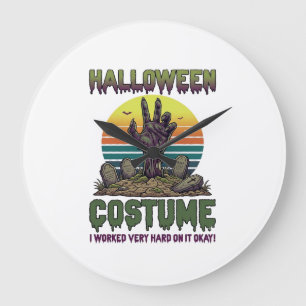 Reloj Redondo Grande Disfraces de Halloween Mano de Zombi Lápidas del C