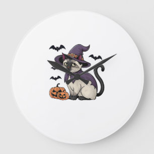 Reloj Redondo Grande Disfraz de Bruja de Murciélago de Calabaza Diverti