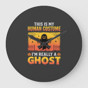 Reloj Redondo Grande Disfraz de Fantasma Vintage de Halloween para Huma