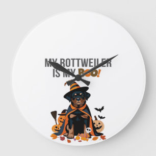 Reloj Redondo Grande Disfraz de Halloween de Rottweiler Mi Rottweiler e