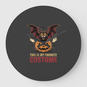 Reloj Redondo Grande Disfraz de Halloween Monstruo Calabaza Gótico Vect