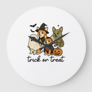 Reloj Redondo Grande disfraz de Halloween para corgi