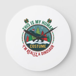 Reloj Redondo Grande Disfraz De Humano Dinosaurio Navidad Sombrero De S