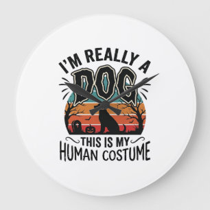 Reloj Redondo Grande Disfraz Divertido de Humano para Perro Halloween V