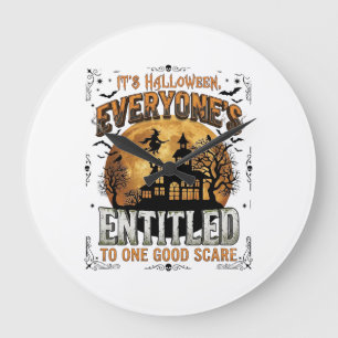 Reloj Redondo Grande Disfraz Humano Bulldog Francés Calabaza Halloween_