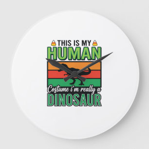 Reloj Redondo Grande Disfraz Humano de Dinosaurio Divertido Halloween