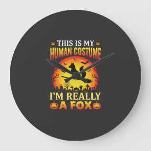 Reloj Redondo Grande Disfraz Humano de Zorro Divertido de Halloween