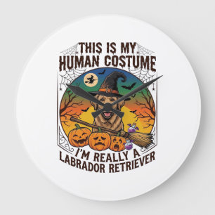 Reloj Redondo Grande Disfraz Humano Labrador Retriever Bruja de Hallowe