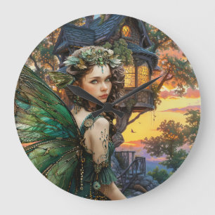 Reloj Redondo Grande Disfrutando De La Puesta De Sol Fuera De Su Casa