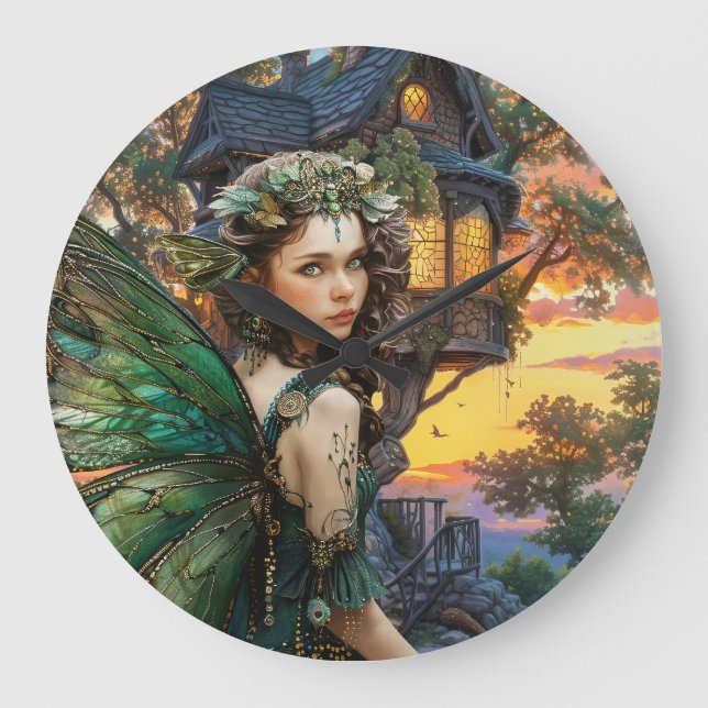 Reloj Redondo Grande Disfrutando De La Puesta De Sol Fuera De Su Casa (Anverso)