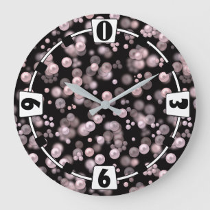 Reloj Redondo Grande Dispersiones de perlas rosadas y blancas sobre ter