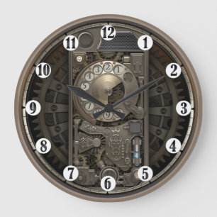 Reloj Redondo Grande Dispositivo de Steampunk - teléfono de dial