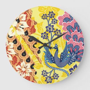 Reloj Redondo Grande Distintivos motivos de la batik indonesia