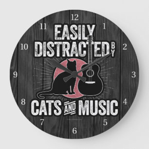 Reloj Redondo Grande Distracción fácil por gatos y música