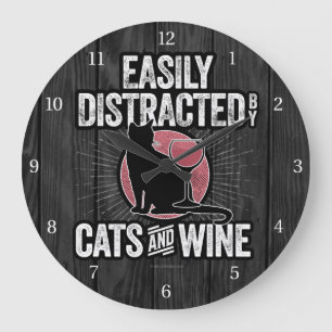Reloj Redondo Grande Distracción fácil por gatos y vinos