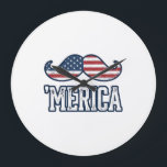 Reloj Redondo Grande Distressed America Mustache Patriotic Vector Desig<br><div class="desc">Distressed America Mustache Patriotic Vector Design_1</div>