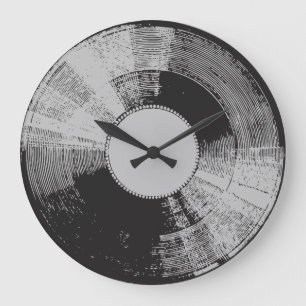 Reloj Redondo Grande Distressed Vinyl Record Clock