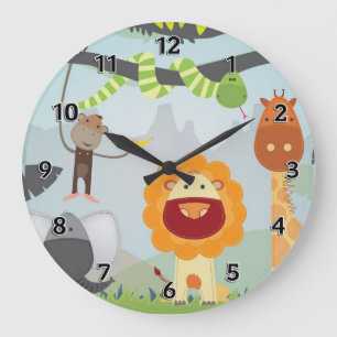 Reloj Redondo Grande Diversión de la selva